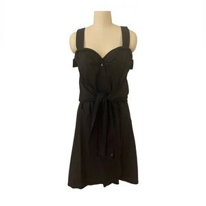 10 Crosby By Derek Lam Black Cotton Midi Dress Size 6